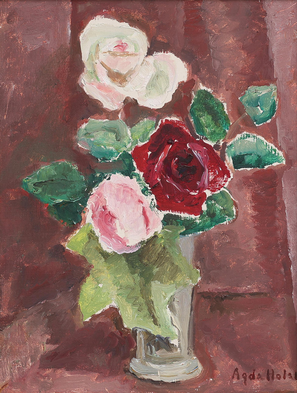 AGDA HOLST. STILLEBEN MED ROSOR.