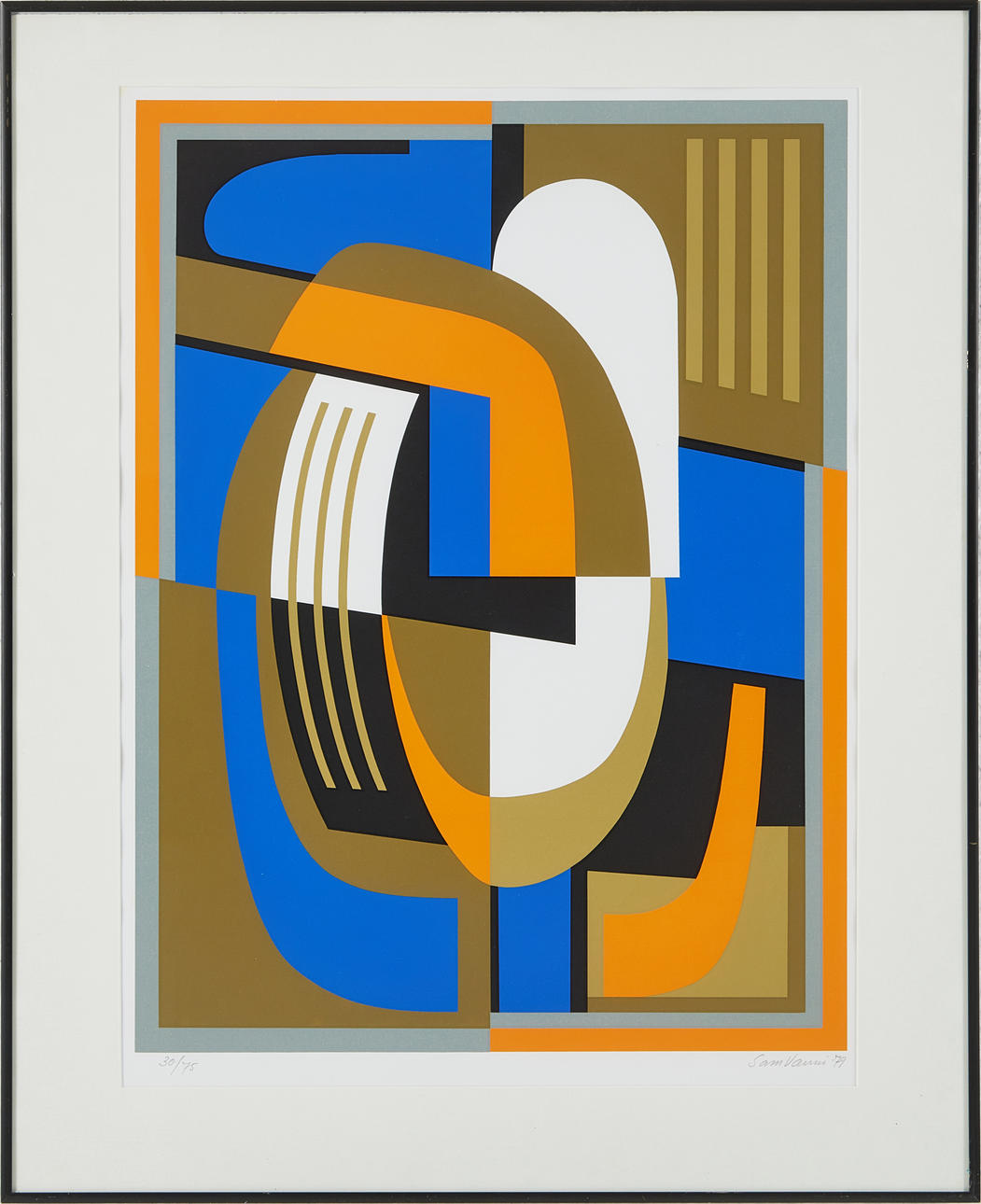 SAM VANNI. Concrete composition, signed, numbered and dated -79, colour ...