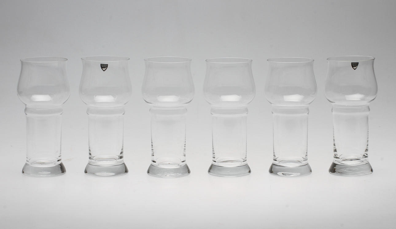 ÖLGLAS, 6 st. glas, "Goblet", Olle Alberius, Orrefors, 19/2000-tal.