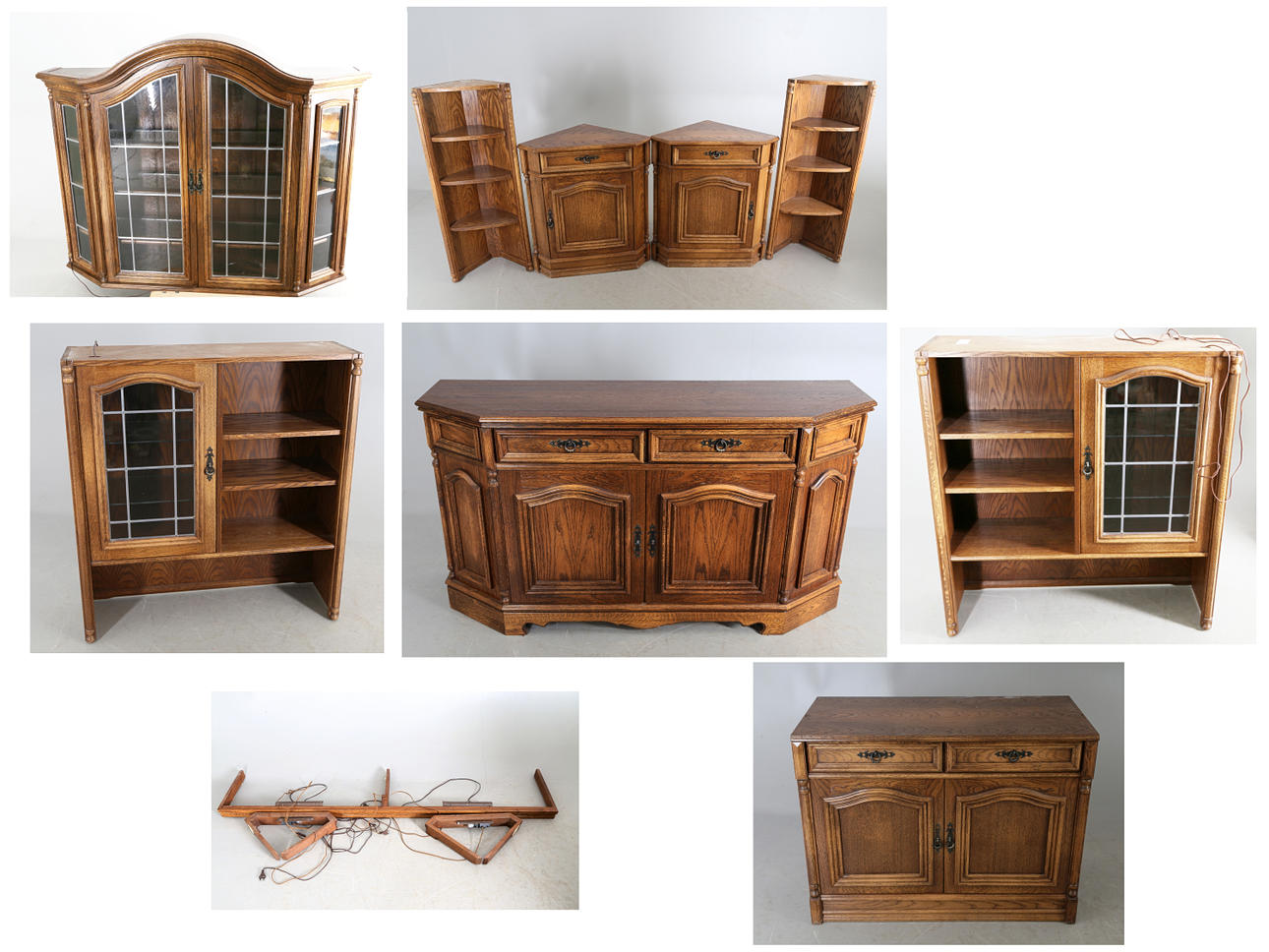 VITRINSKÅP, Ek, delvis med glashyllor, 1900-tal.