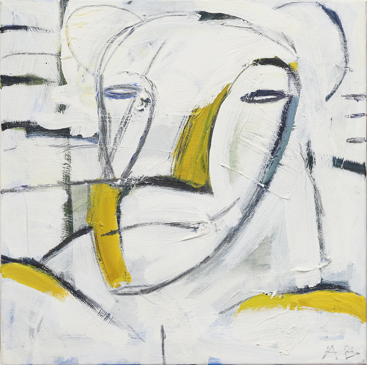 ANNIKA BRYNGELSON. "Modern faces", acrylic on canvas, signed A.B and dated -96.