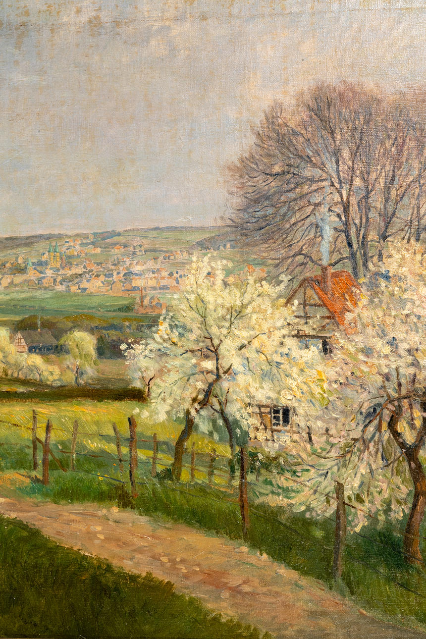 GEORG RÖDER (1867-1958). Landscape with flowering fruit trees. Art ...