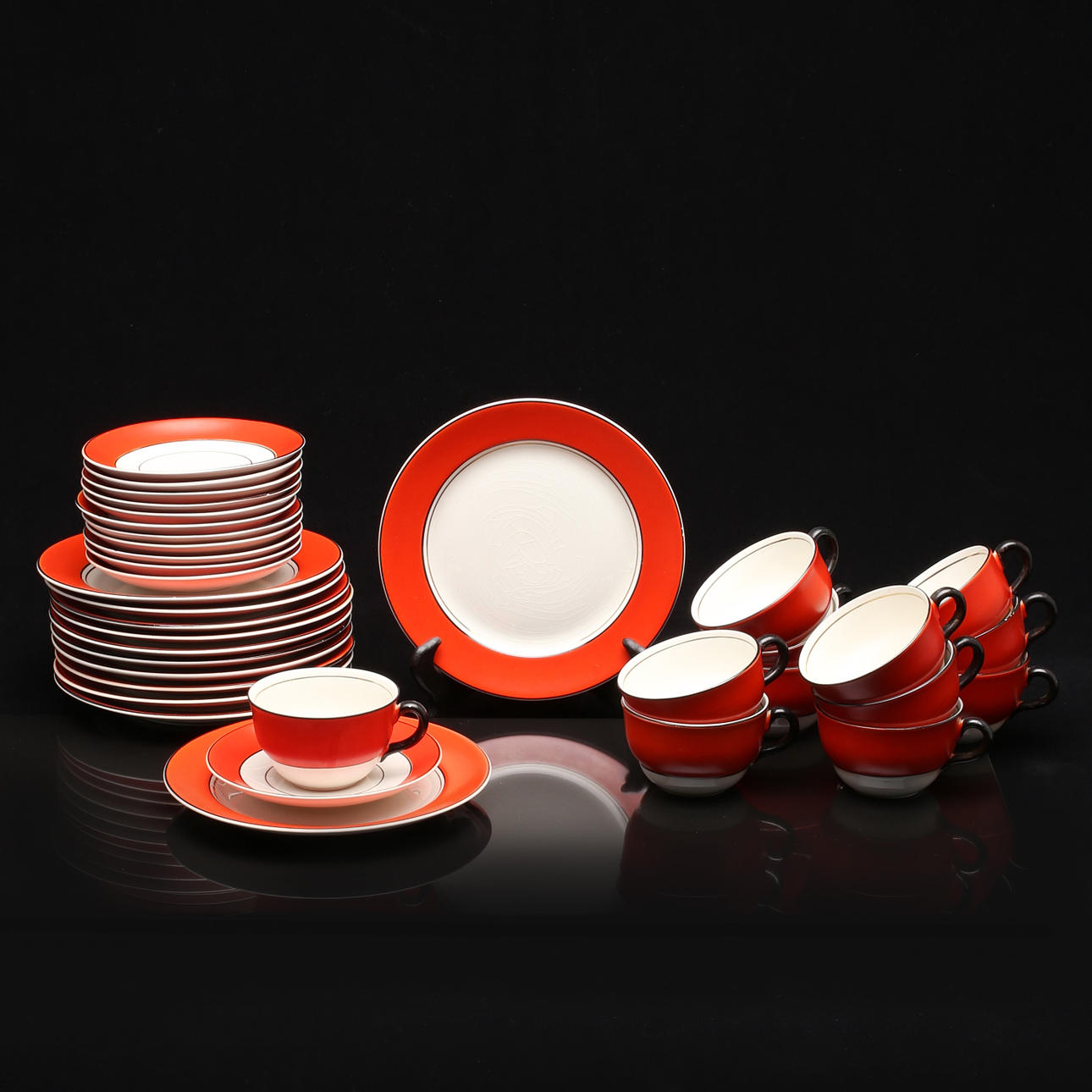 KAFFESERVIS, 36 delar, porslin, "Karneval" Helmer Ringström, Gefle.