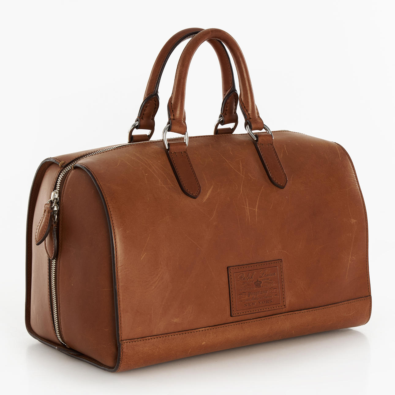 RALPH LAUREN, bowling bag, brun läder.