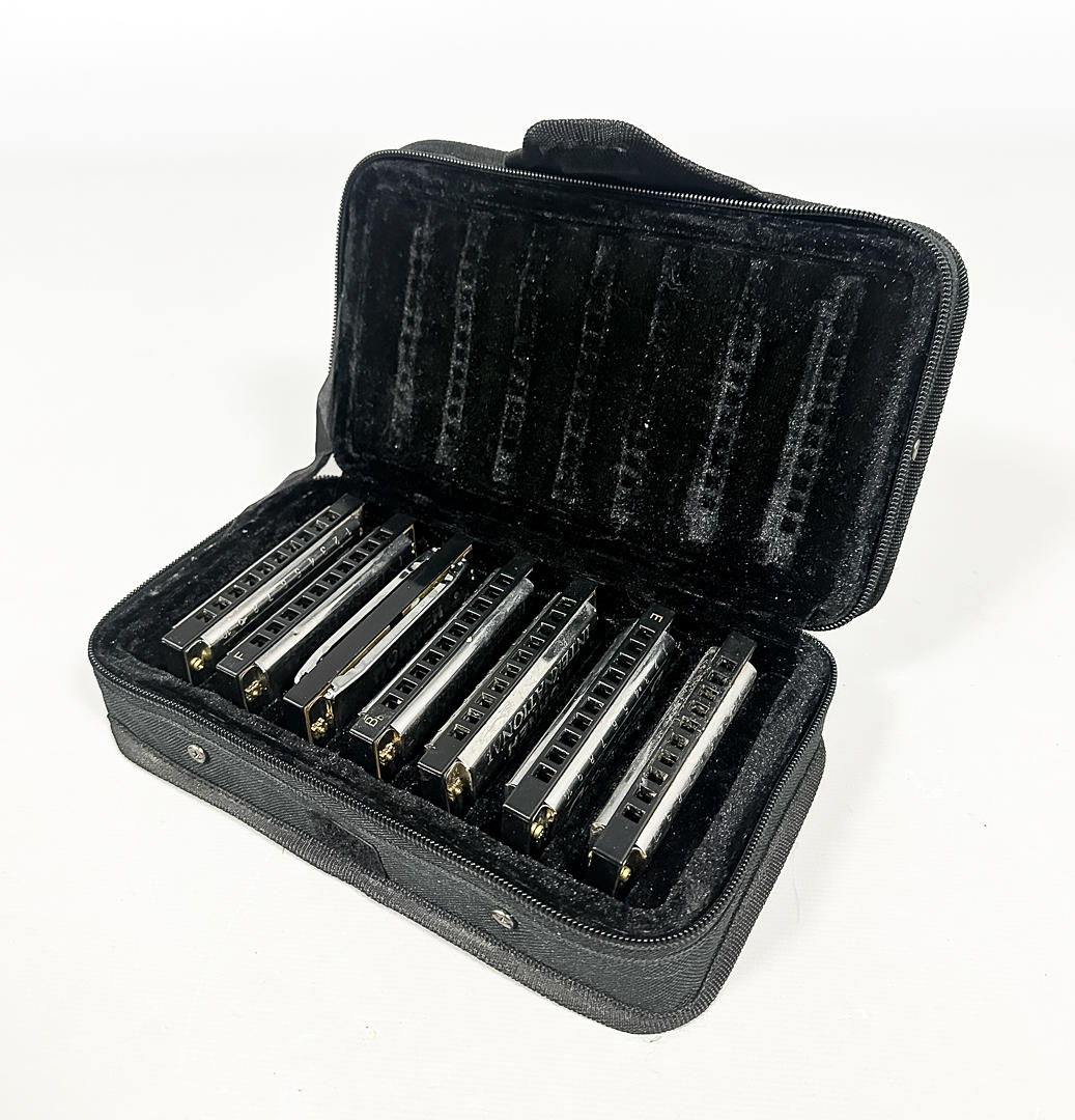 MUNSPEL, HOHNER, Blues Harmonica set, Med diverse tillbehör.