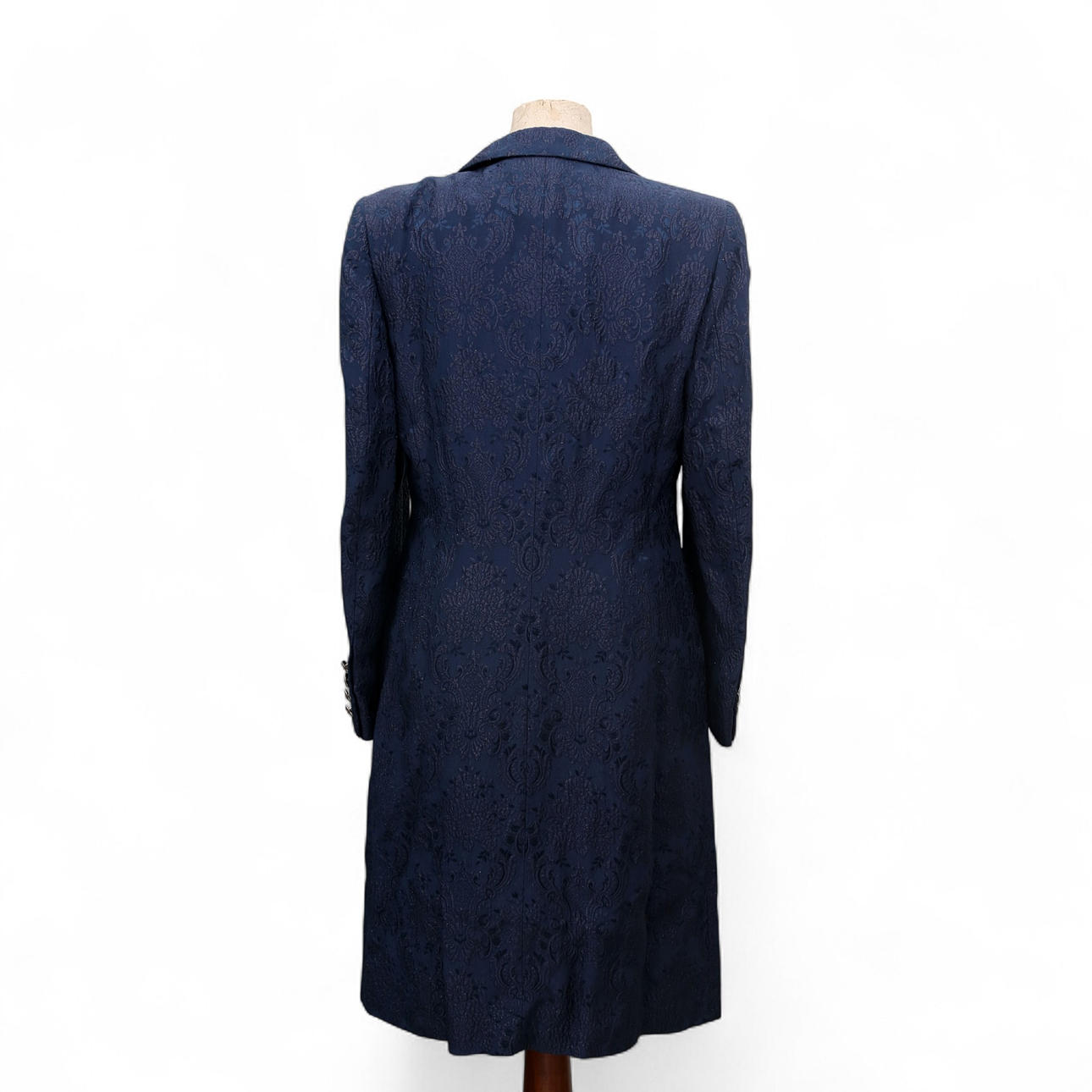ESCADA. Blue coat and dress set with print. Vintage & Designer Fashion -  Auctionet