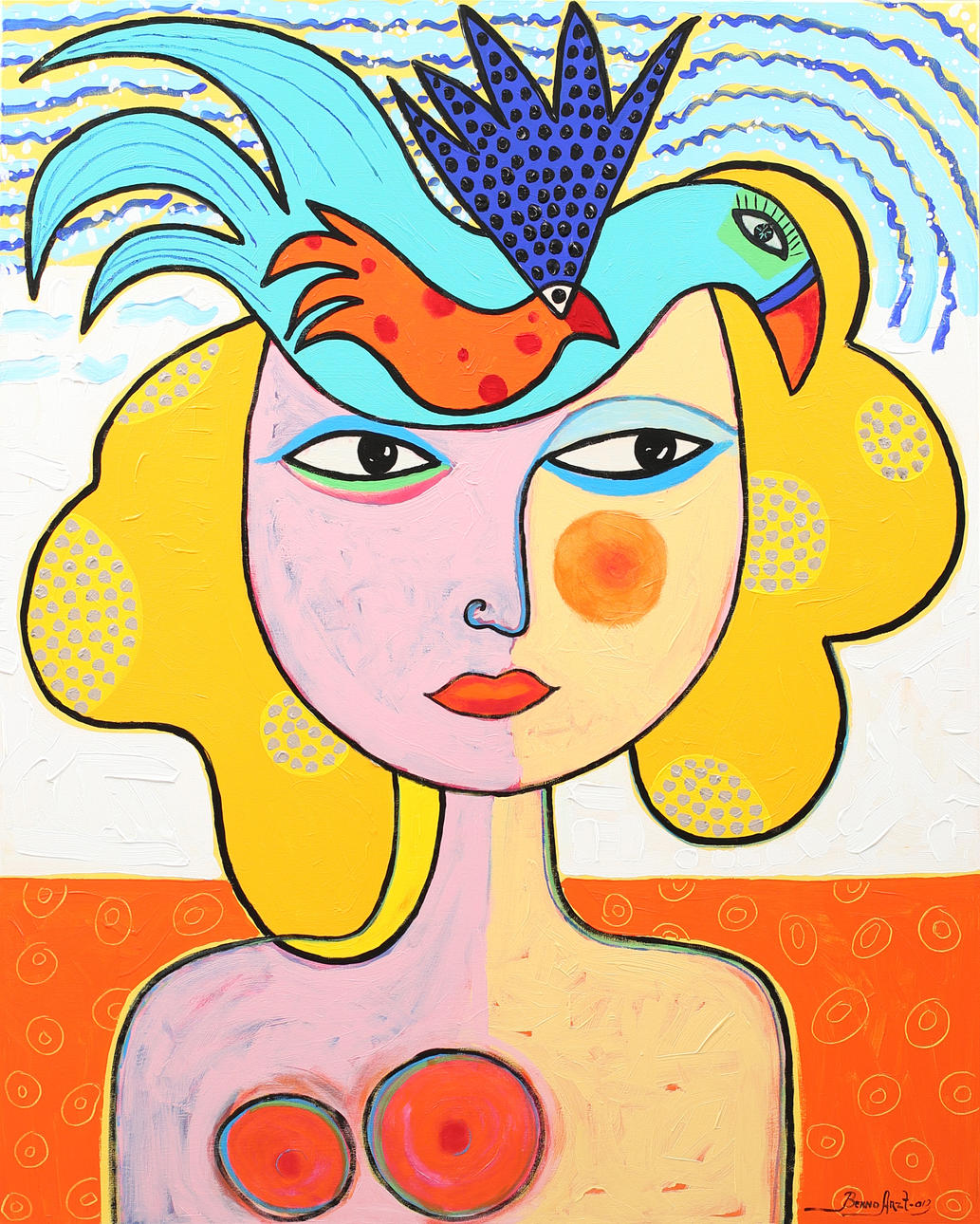 BENNO ARZT. "Crazy crazy love" akryl på duk, signerad och daterad 09.