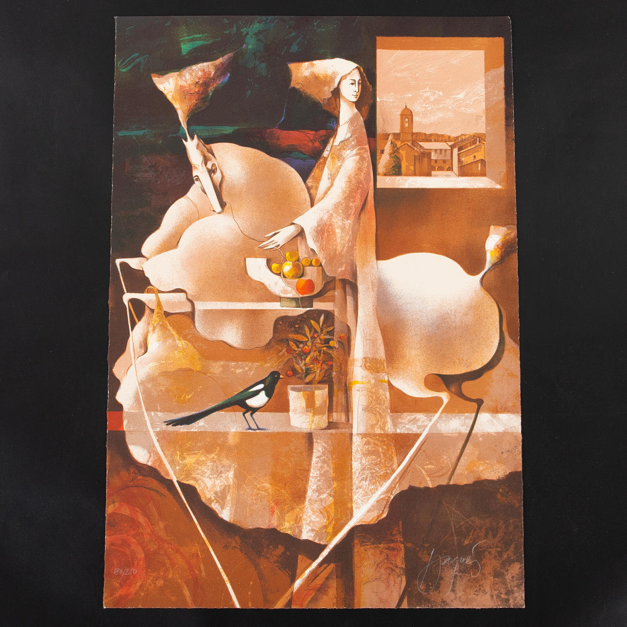 JOSEPH BAQUES. Färglitografi, "Throne".