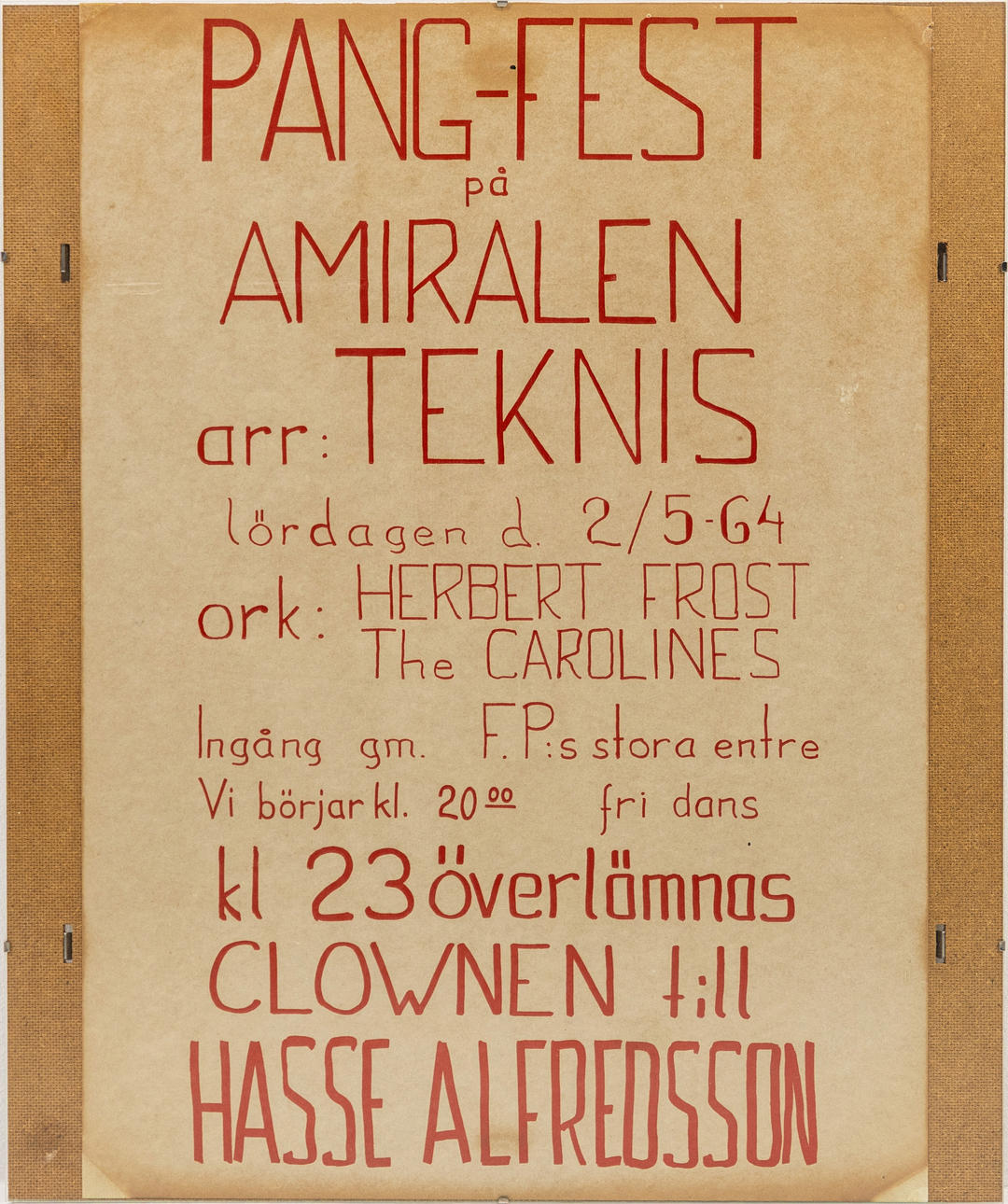 FESTAFFISCH, student, Hasse Alfredsson, 1964.
