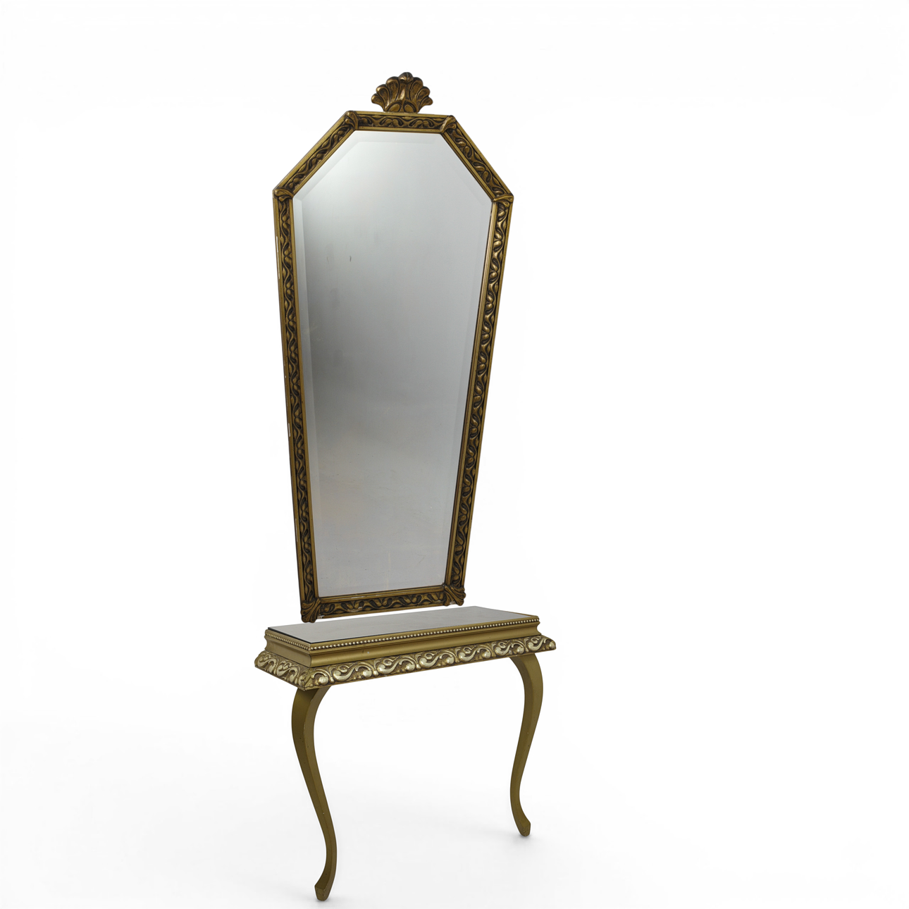 MIRROR with CONSOLE TABLE, 2 parts, Rococo style, 20th century.