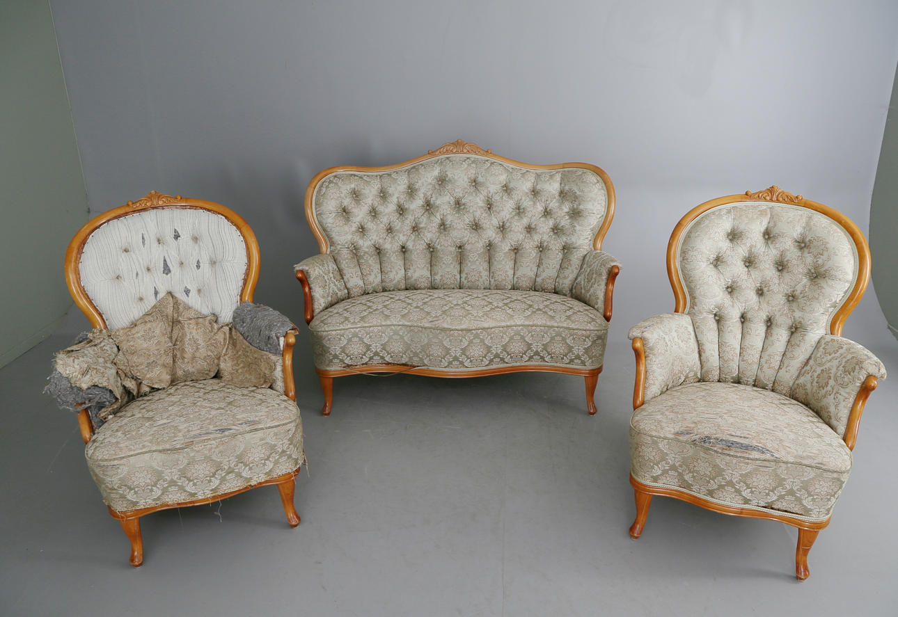 SOFFGRUPP, 3 delar, rokokostil, Trensums, 1900-tal.