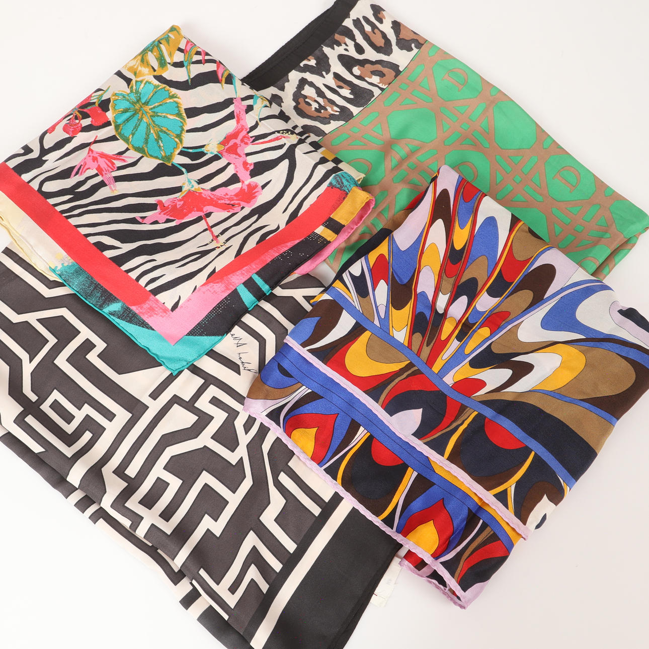 SCARVES, 4 stycken, silke m.m.