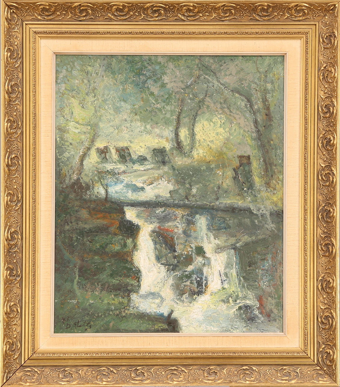 DAVID JETTE. TAVLA, olja pannå, signerad D.Jette -43, vattendrag.