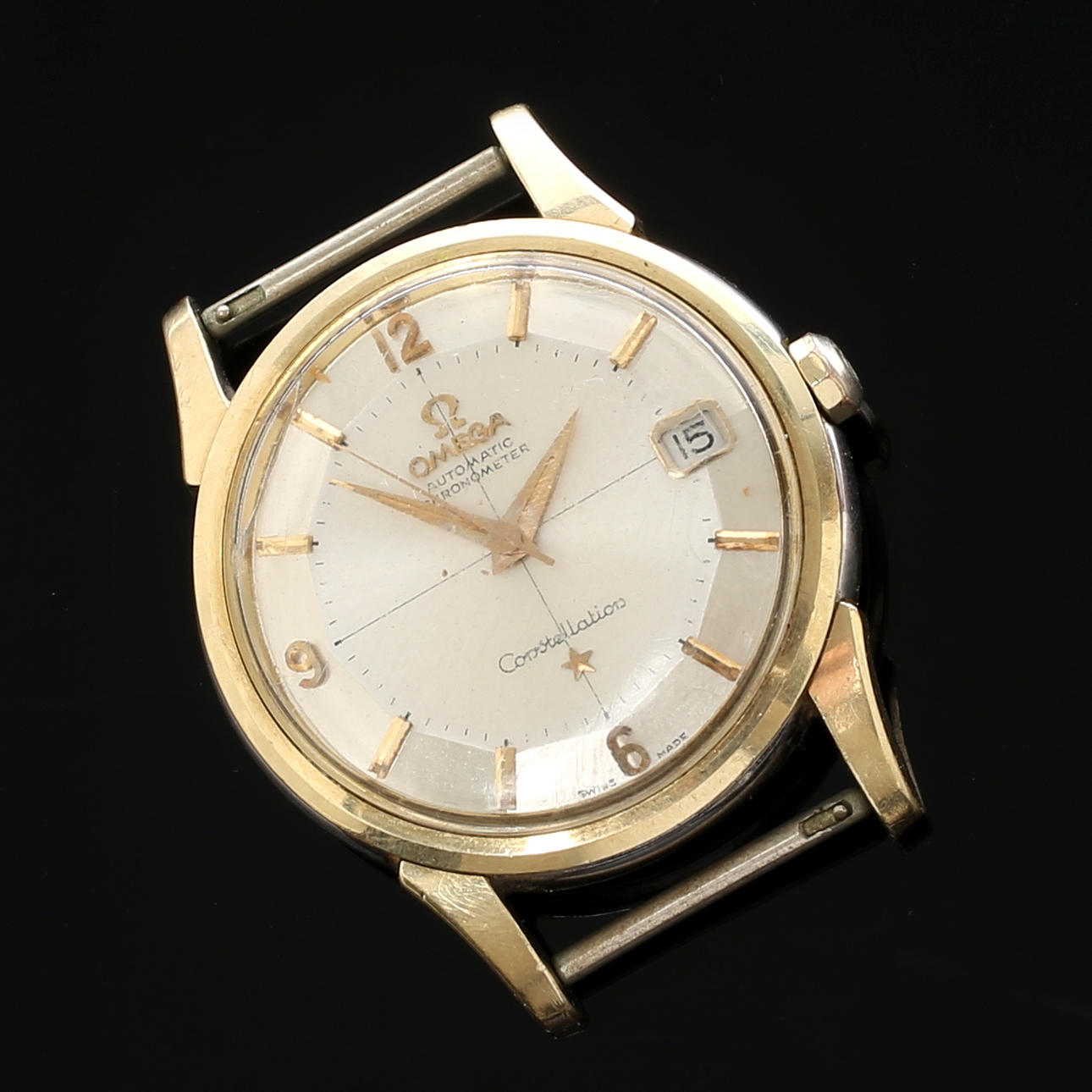 ARMBANDSUR, herr, Omega Constellation, Automatic Chronometer, boett guld på stål.