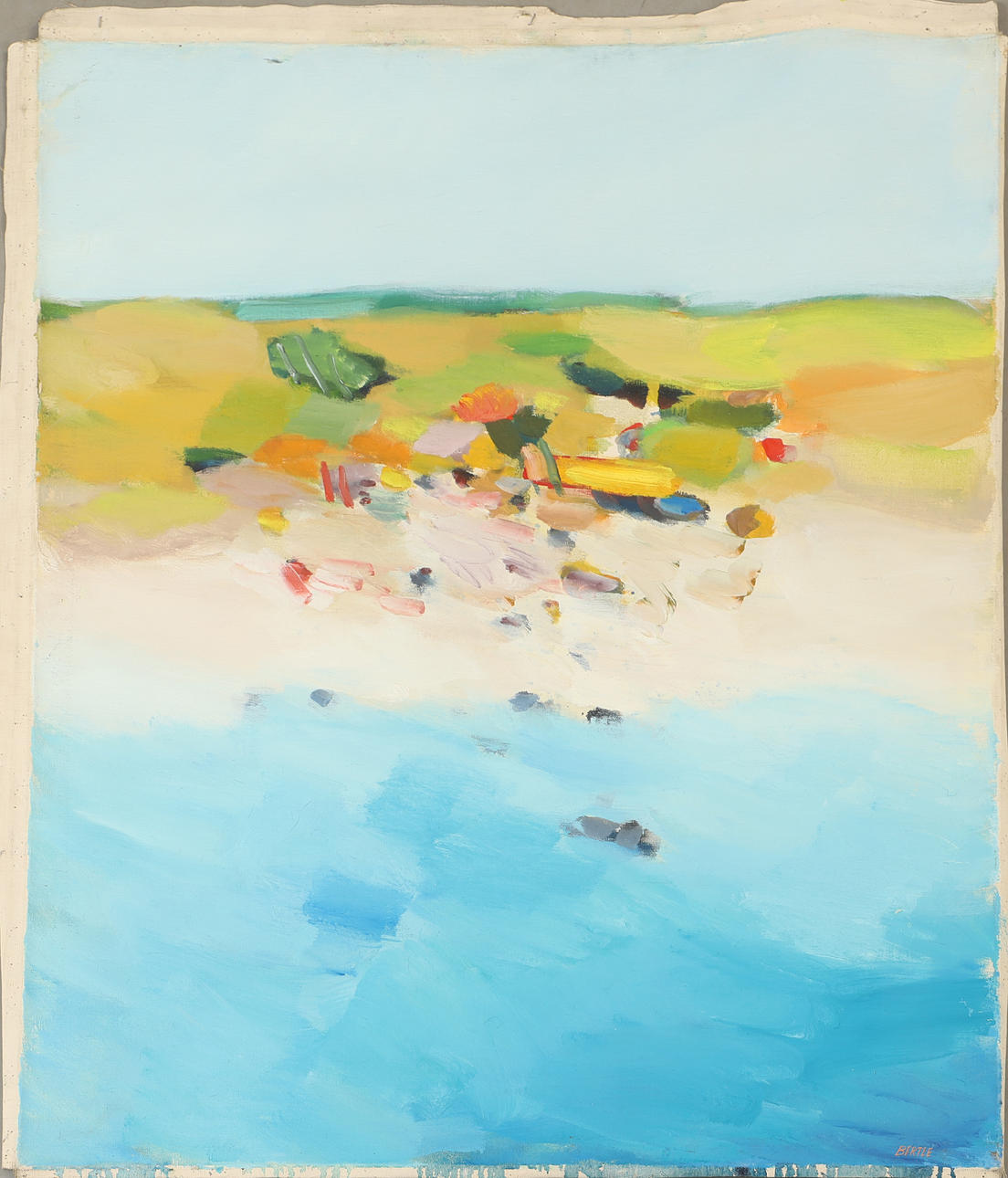 LARS BERTLE. "Sommarstrand", oil on canvas, signed Bertle.