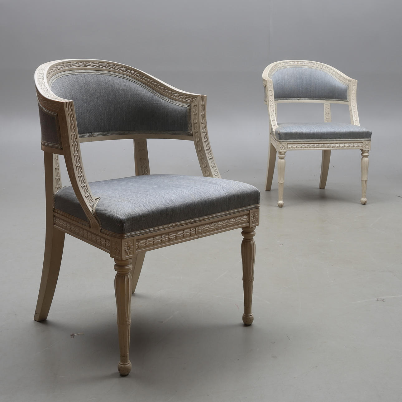 BALJFÅTÖLJER, 1 par, Gustaviansk stil, 1937.