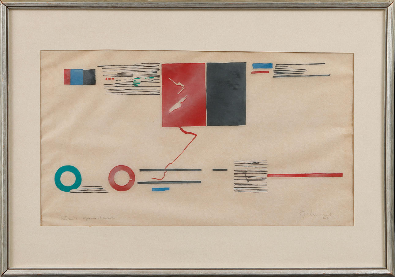 GÖSTA  LINDQVIST. Composition, woodcut, signed. EA.