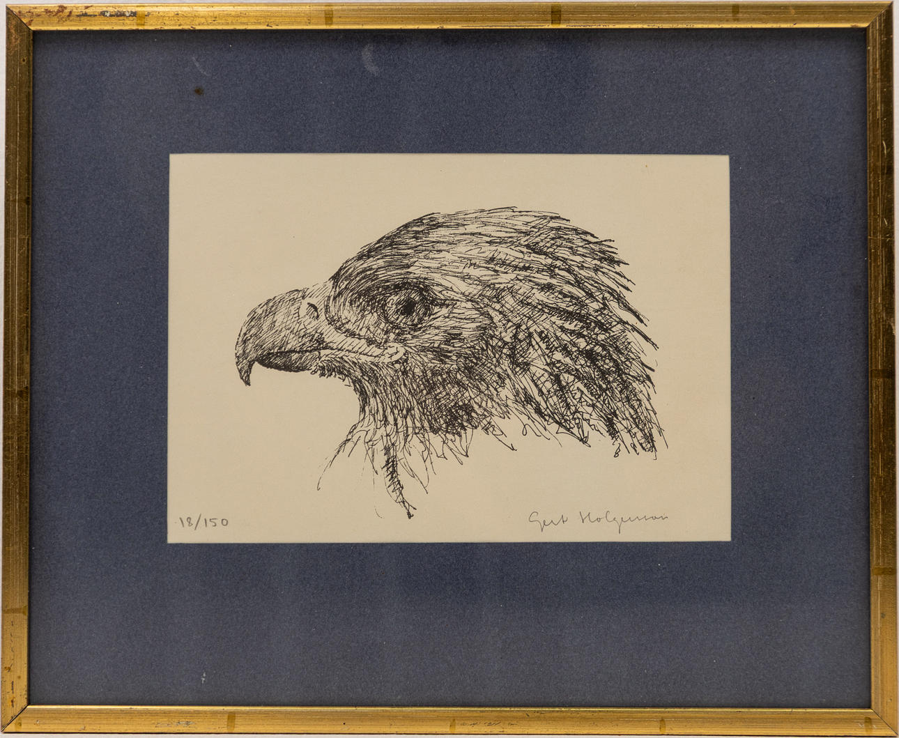 GERT HOLGERSSON. Lithograph, motif with eagle, signed, numbered 18/150.