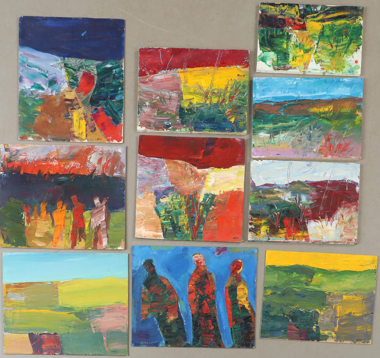 LARS BERTLE. Oil on panel, 10 pieces, partially signed Bertle.