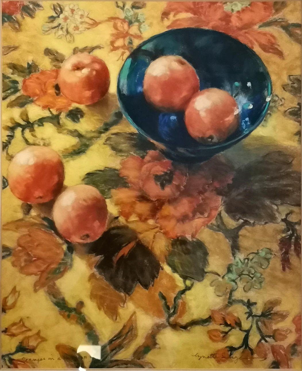 *PASTELL VON LYNETTE SINGER 'ORANGES IN A BLUE GLASS BOWL'. Kunst ...