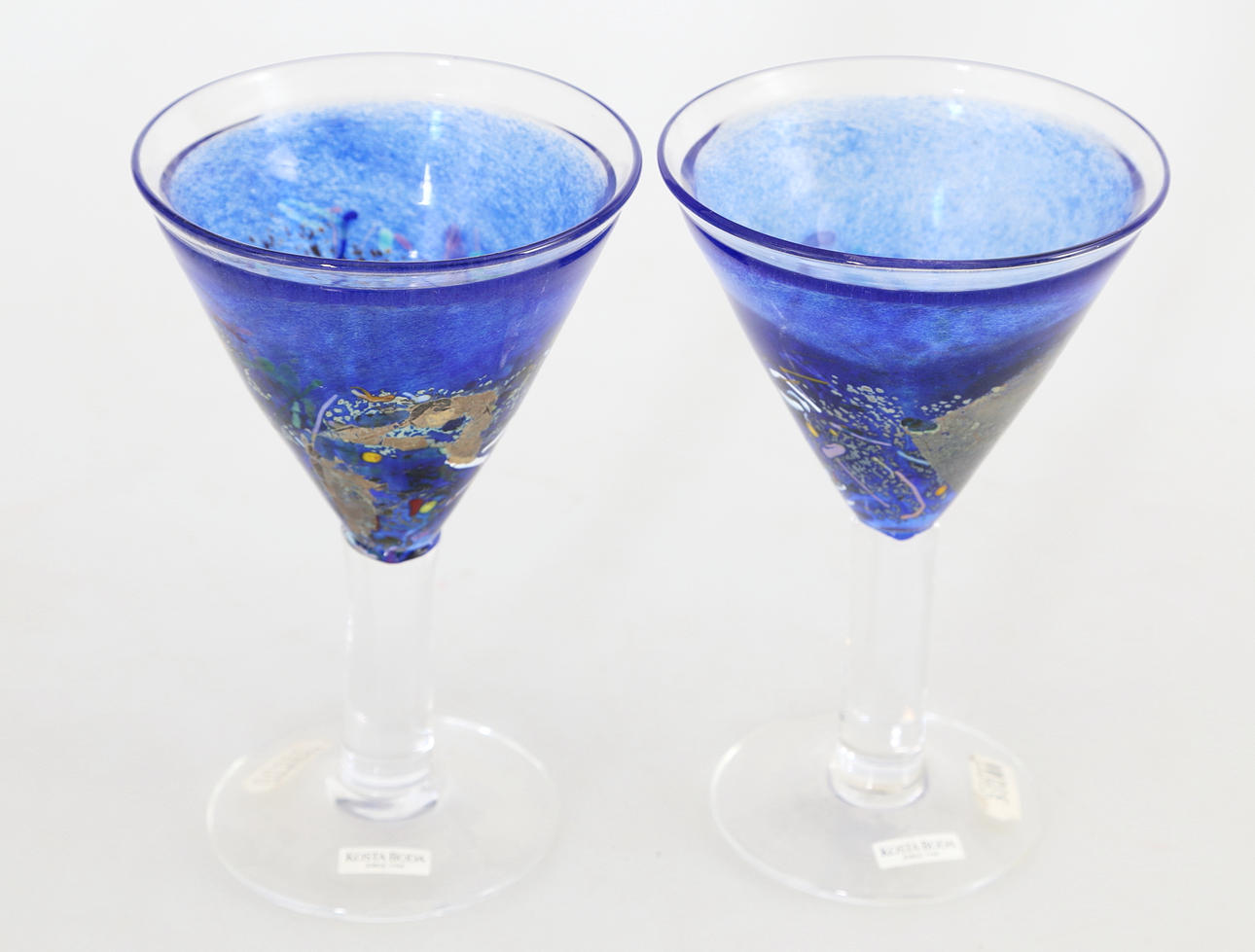 POKALER, 2 st, glas, Bertil Vallien, Kosta Boda.