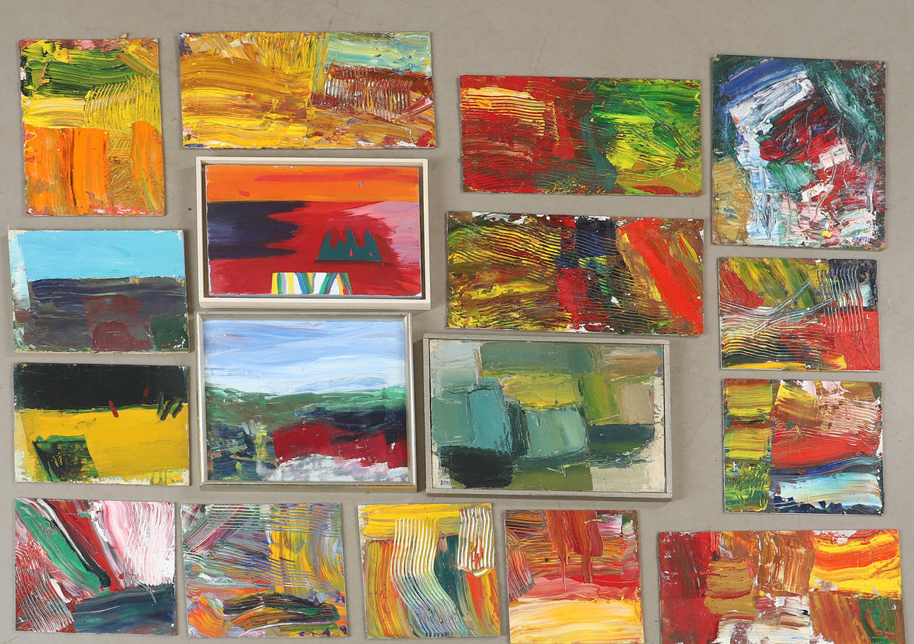 LARS BERTLE. Oil on panel, 15 pieces, partially signed verso.