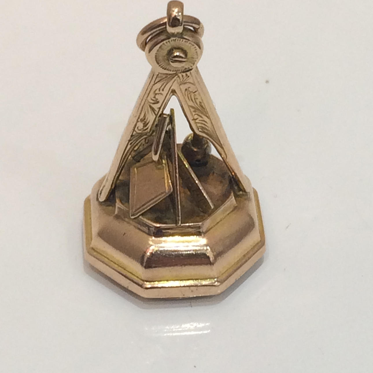 9CT STEG GULD OVANLIG FOB FRIMURARE JUVEL/HÄNGE CHARM.