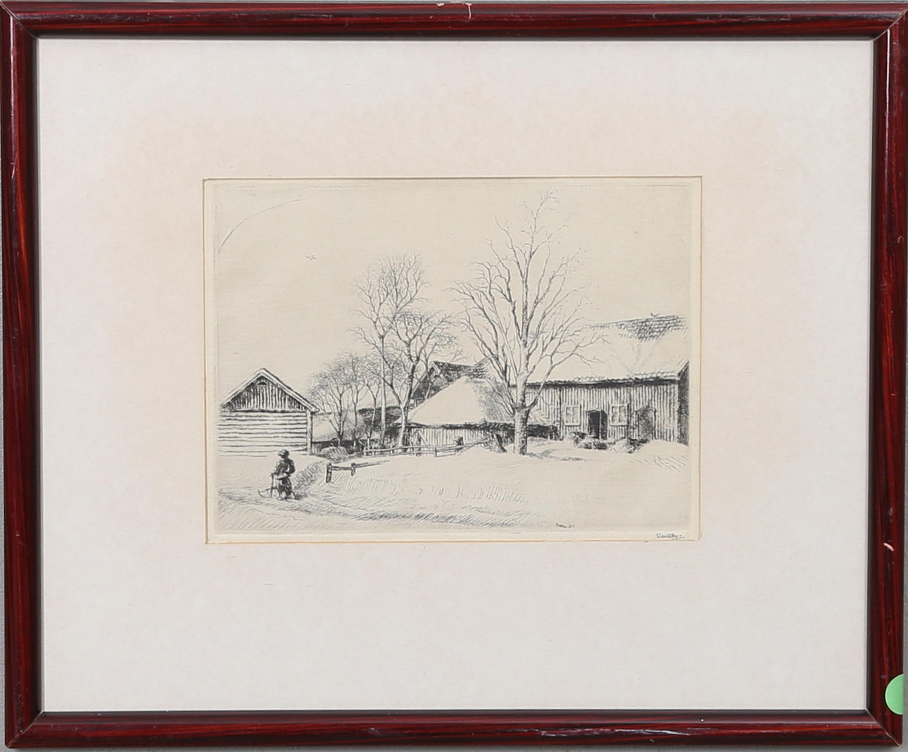 FOLKE GULLBY(1912-1982). "Vinter i Gullebo". Etsning, 1944.