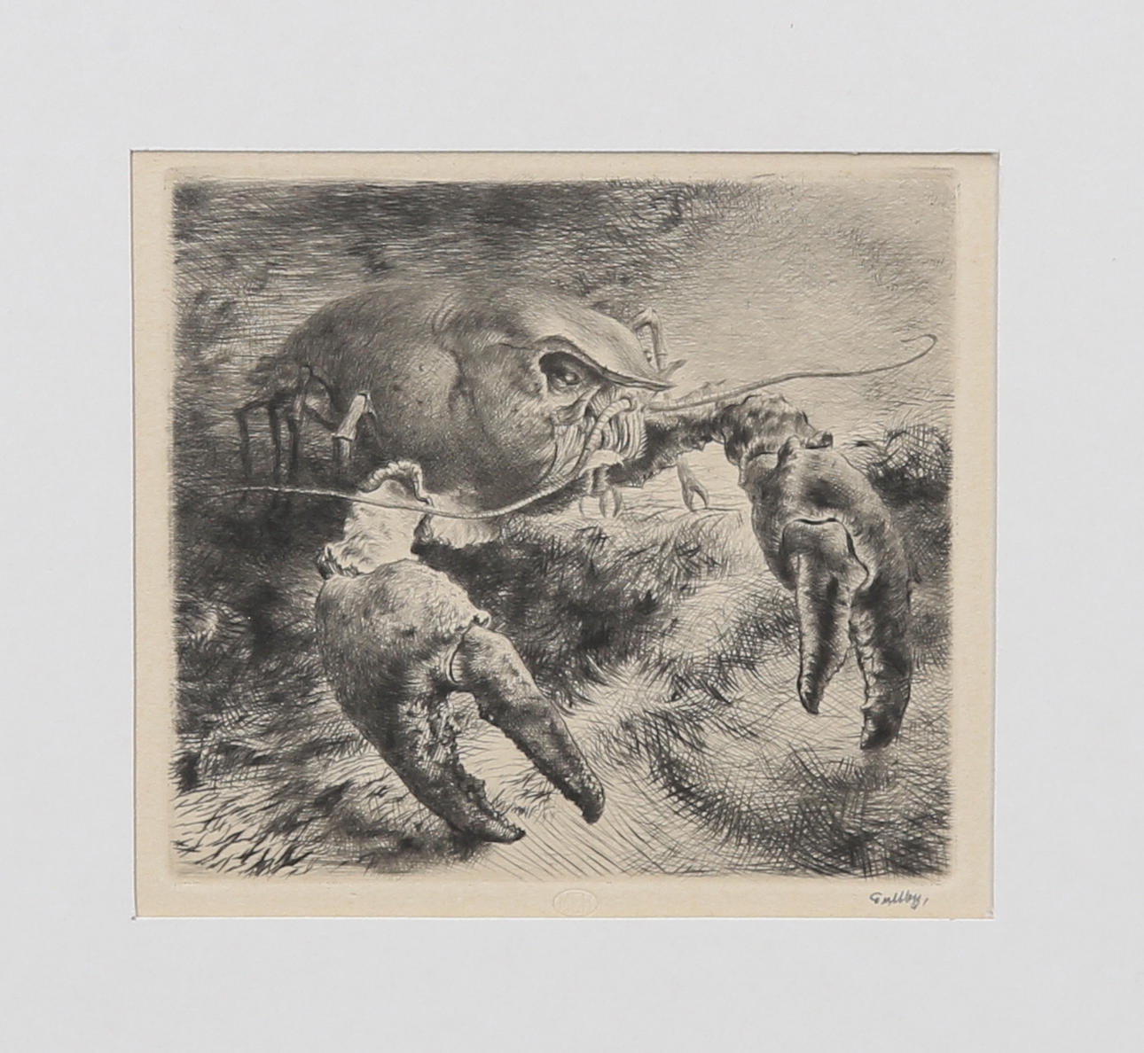 FOLKE GULLBY(1912-1982). "Kräftstudie". Torrnål, 1947.