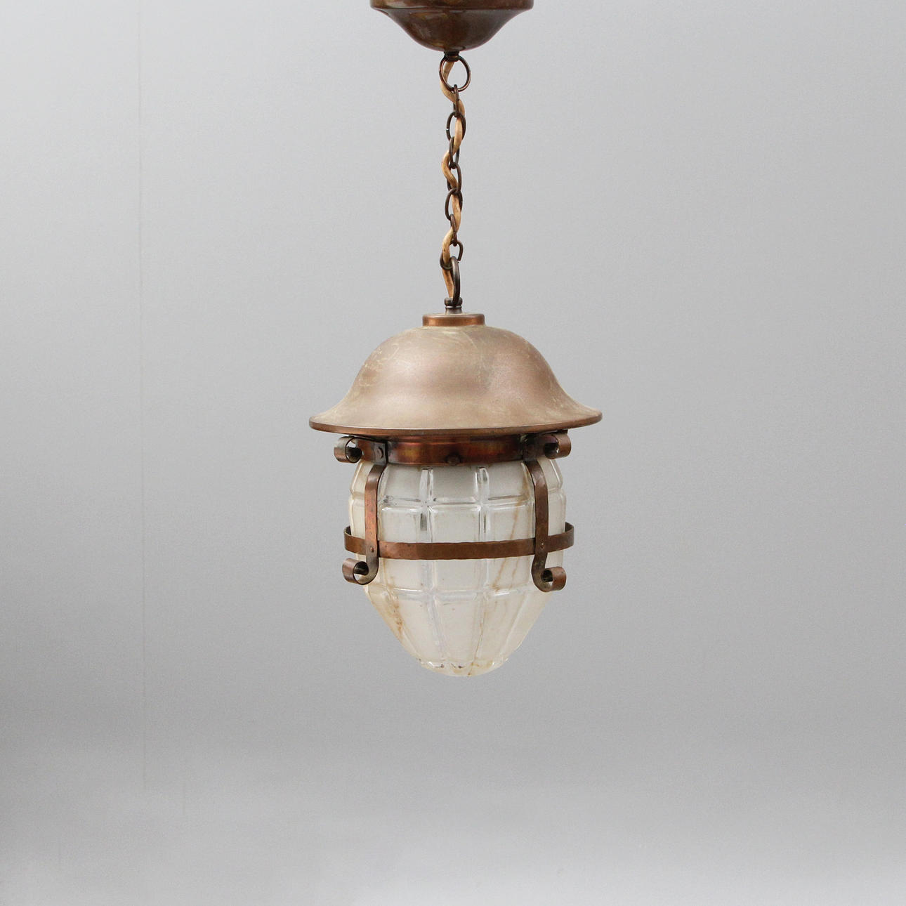 TAKLAMPA, glas/koppar.