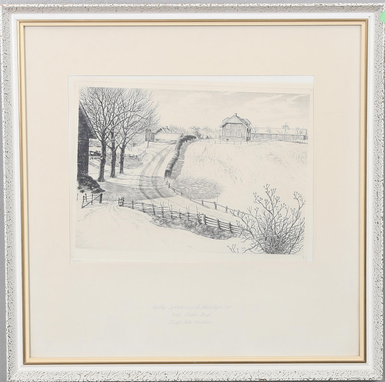 FOLKE GULLBY(1912-1982). "Vårvinter över Mosshult". Etsning, 1955.