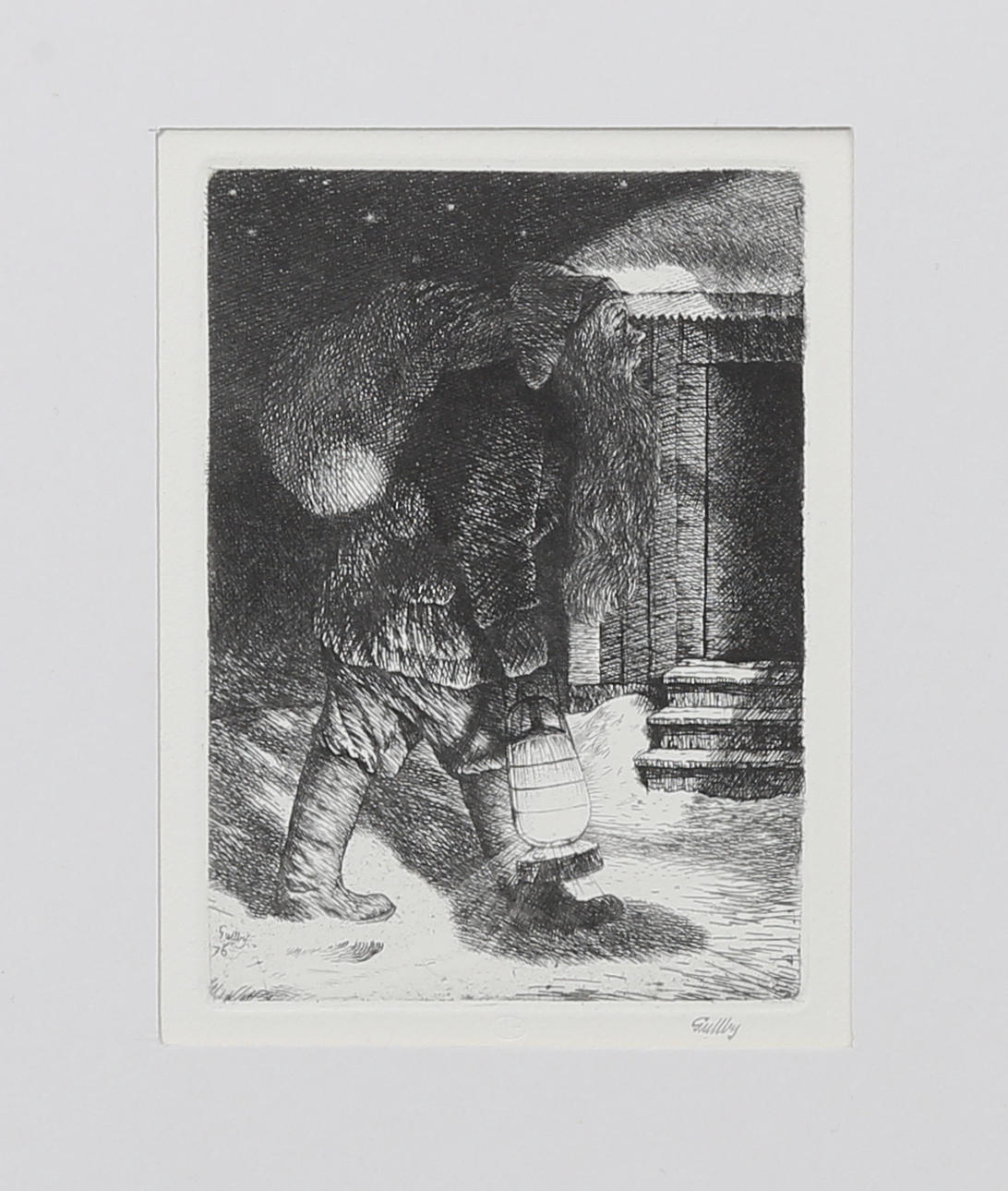 FOLKE GULLBY(1912-1982). "Jultomten". Etsning, 1976.