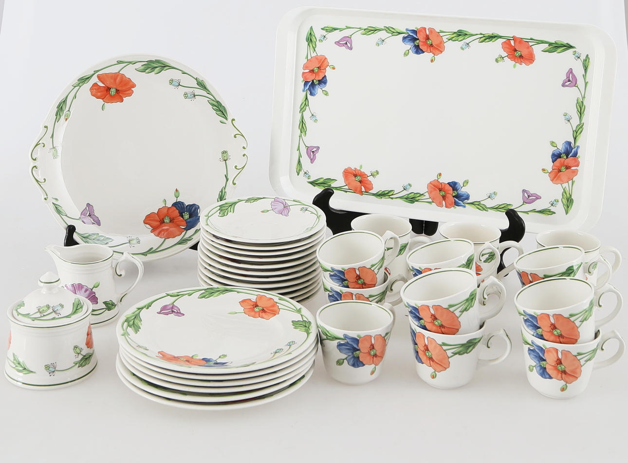 SERVISDELAR, 36 st, porslin, "Amapola", Villeroy & Boch, 1900-tal.