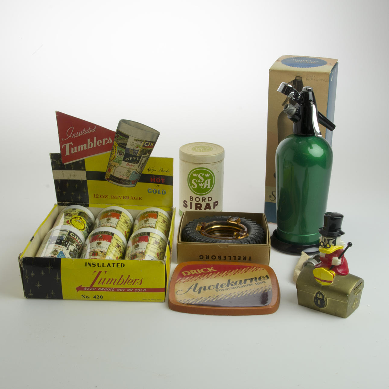 SIFON, GLAS, SPARBÖSSA MM, 1900-talets mitt.