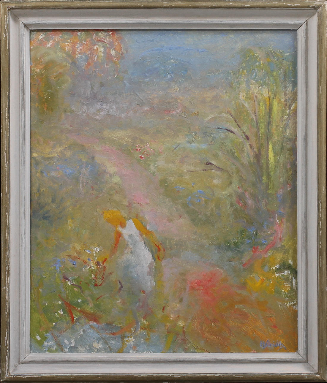 HANS STRIDH. Landskap med figur, olja på duk, signerad.