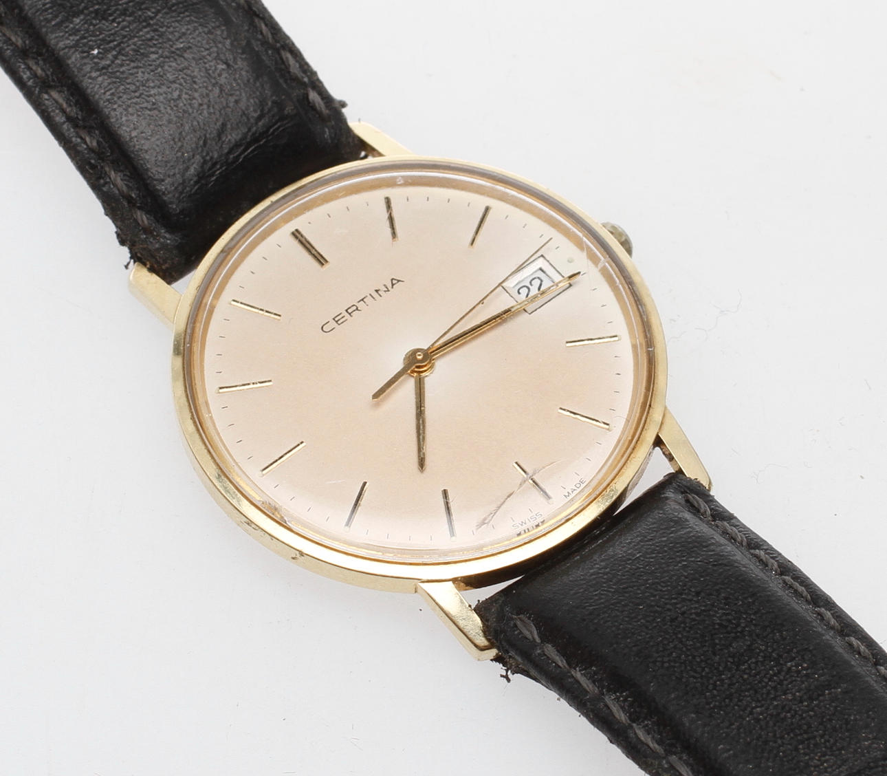 HERRARMBANDSUR, Certina, 14k guld.