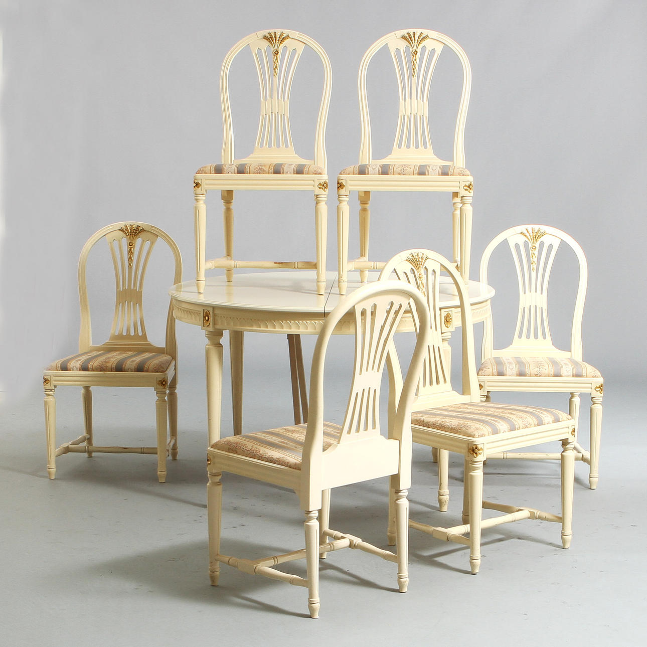 MATSALSMÖBEL, 7 delar, gustaviansk stil, 1900-tal.