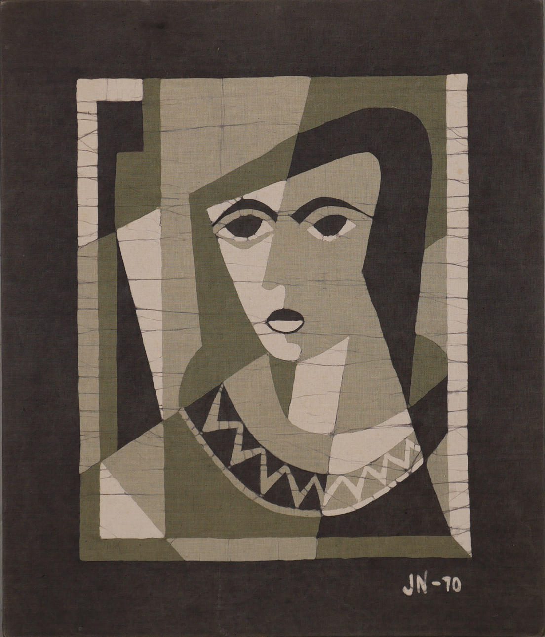TEXTILTAVLA, tryck, monogramsignerad JN -70.