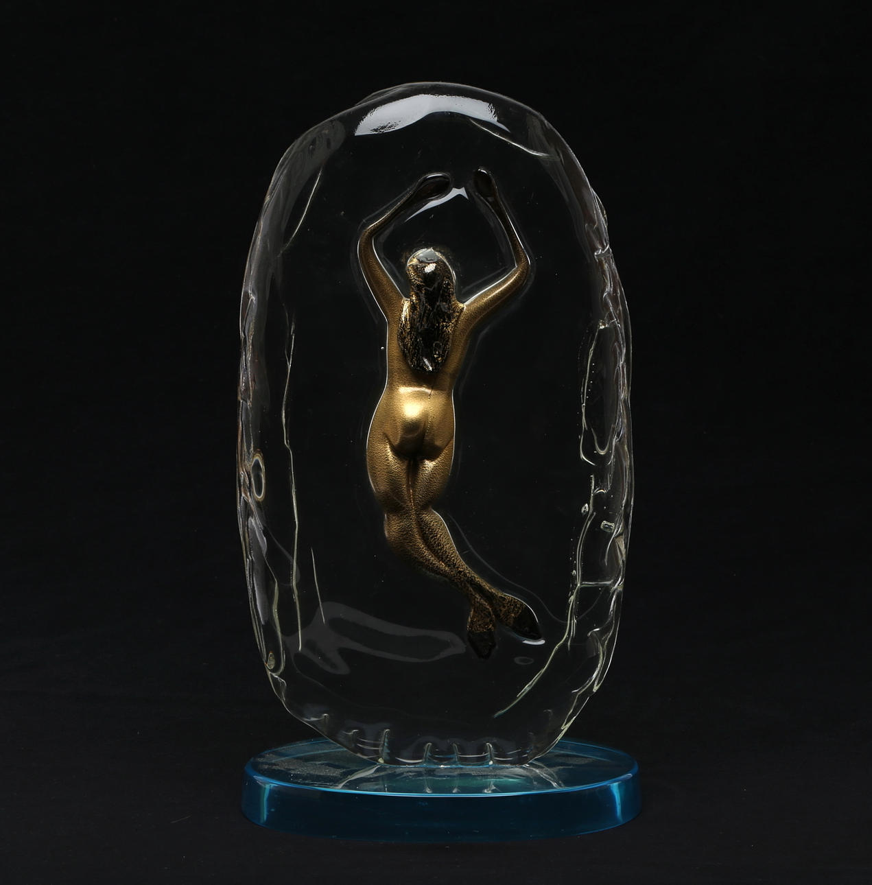 SKULPTUR, glas, Alfredo Rossi, Murano Italien, signerad.