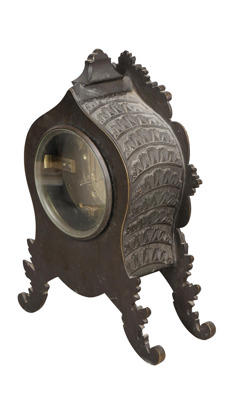 A 19TH CENTURY BRONZE MANTEL CLOCK BY HENRY, BERKELEY SQUARE. Clocks ...