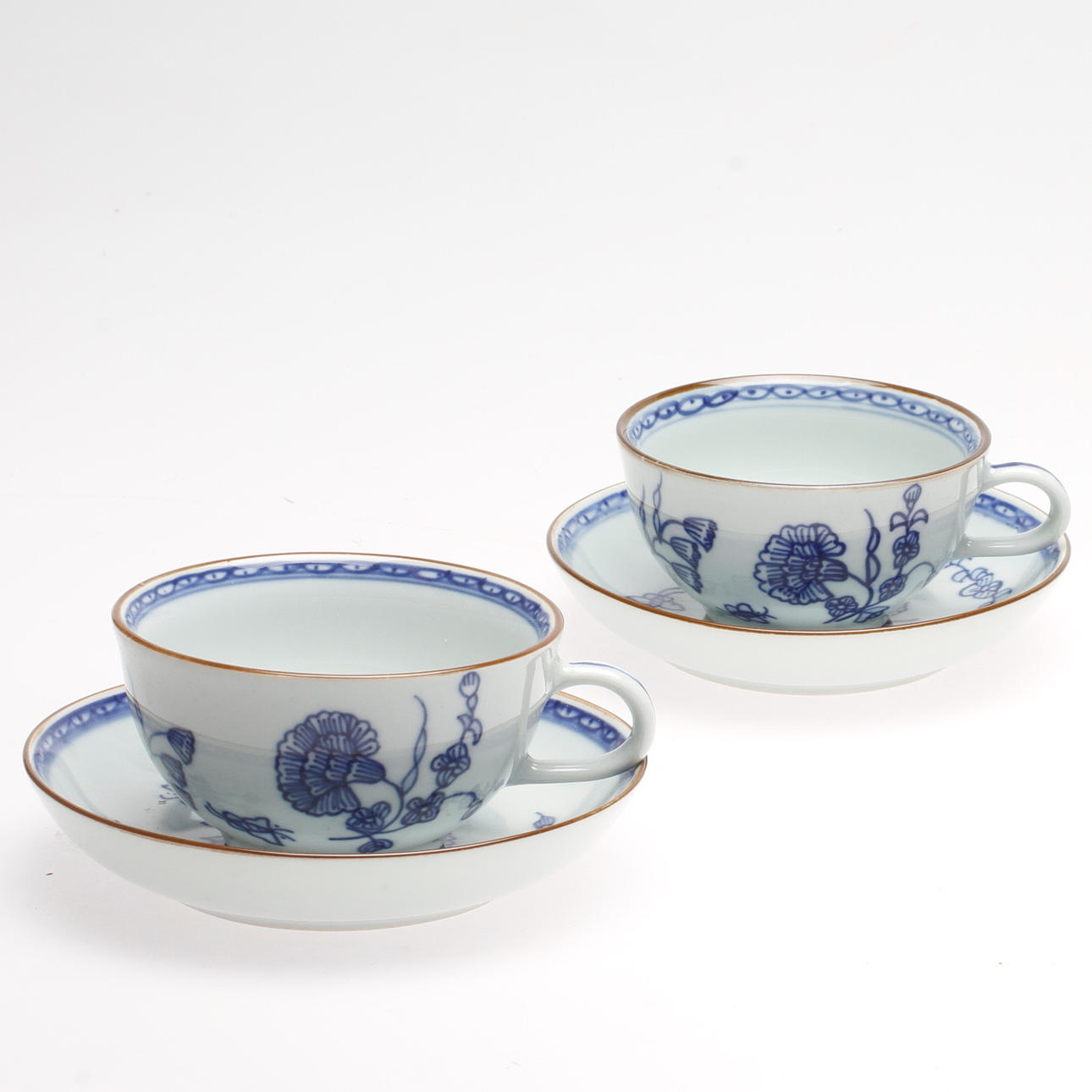 KAFFEKOPPAR med FAT, 10 st, fältspatporslin, "Nejlika", ur IKEAs 1700-tals serie.