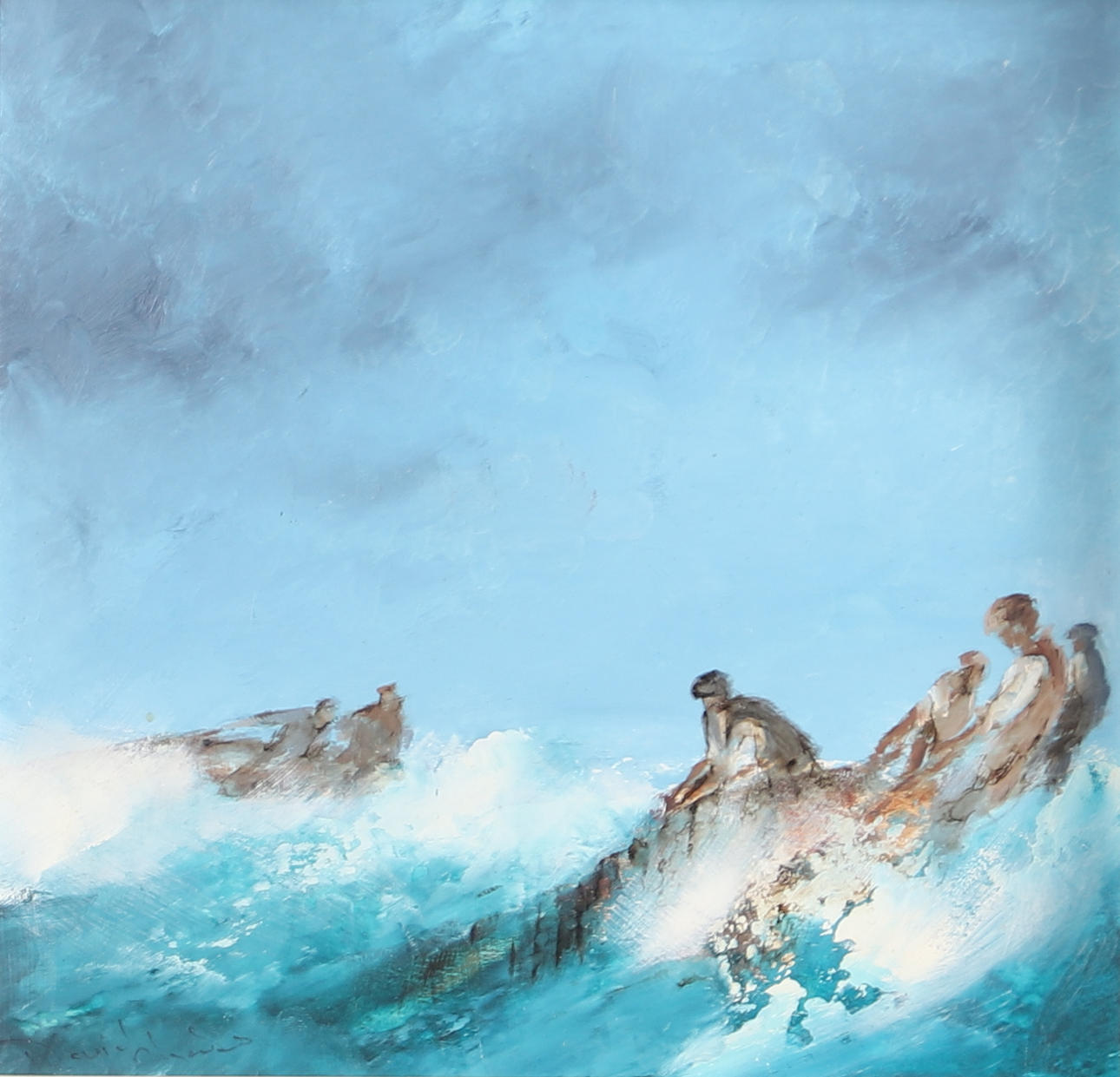 DAVID CHAMBERS (20TH/21ST CENTURY DEVON ARTIST). 'NETTING THE CATCH ...