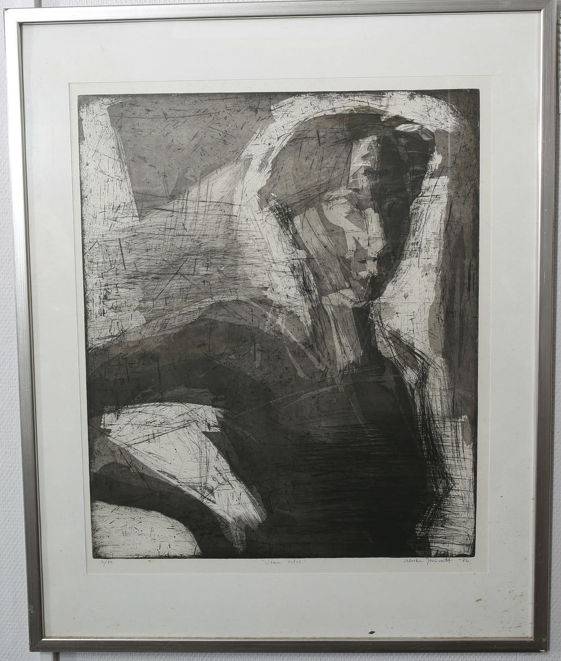 ULRIKA JEVBRATT. Grafiskt blad, numrerad 2/20, "Utan titel", signerad, daterad -86.