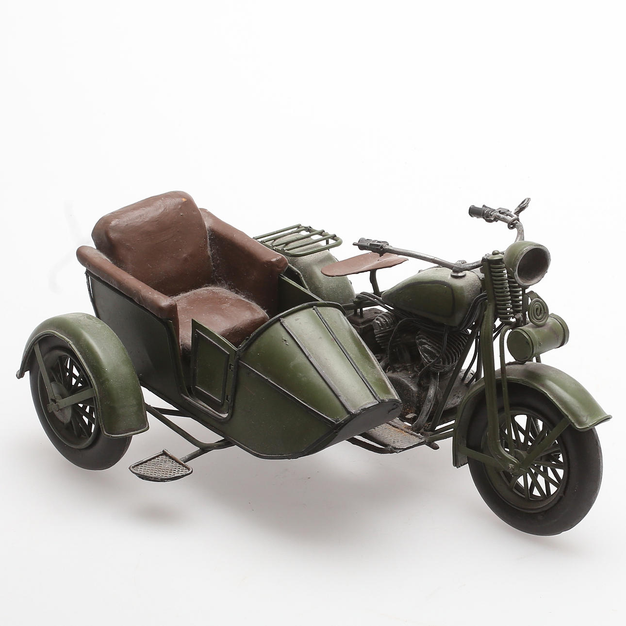MOTORCYKEL med SIDOVAGN, plåt, 1900-tal.