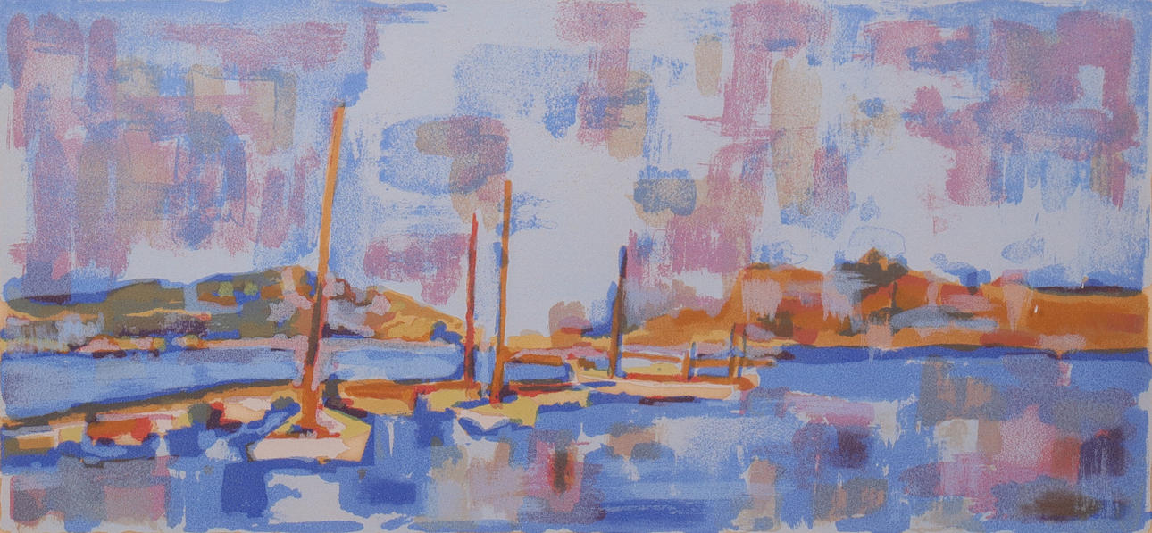 JEAN-JACQUES MORVAN. litografi, småbåtshamn.