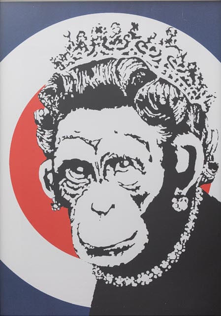 BANKSY. "Monkey Queen", offsettryck, osignerad.