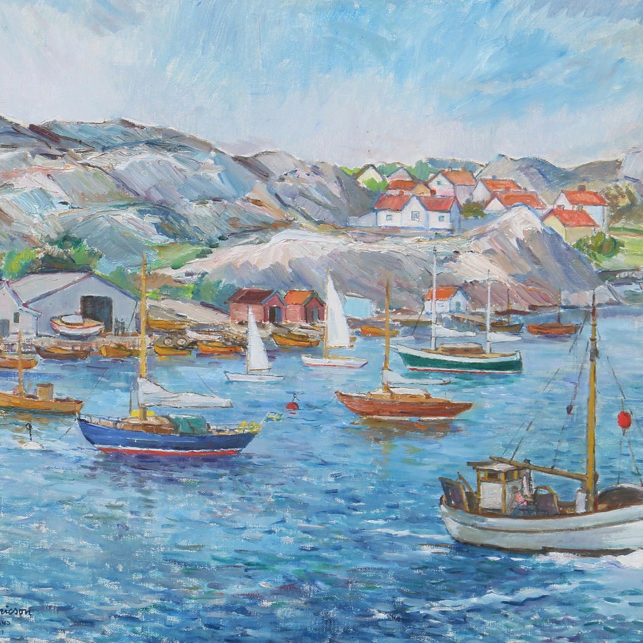 SVEN HENRICSON. Olja på duk, "Marstrand 1969", signerad.