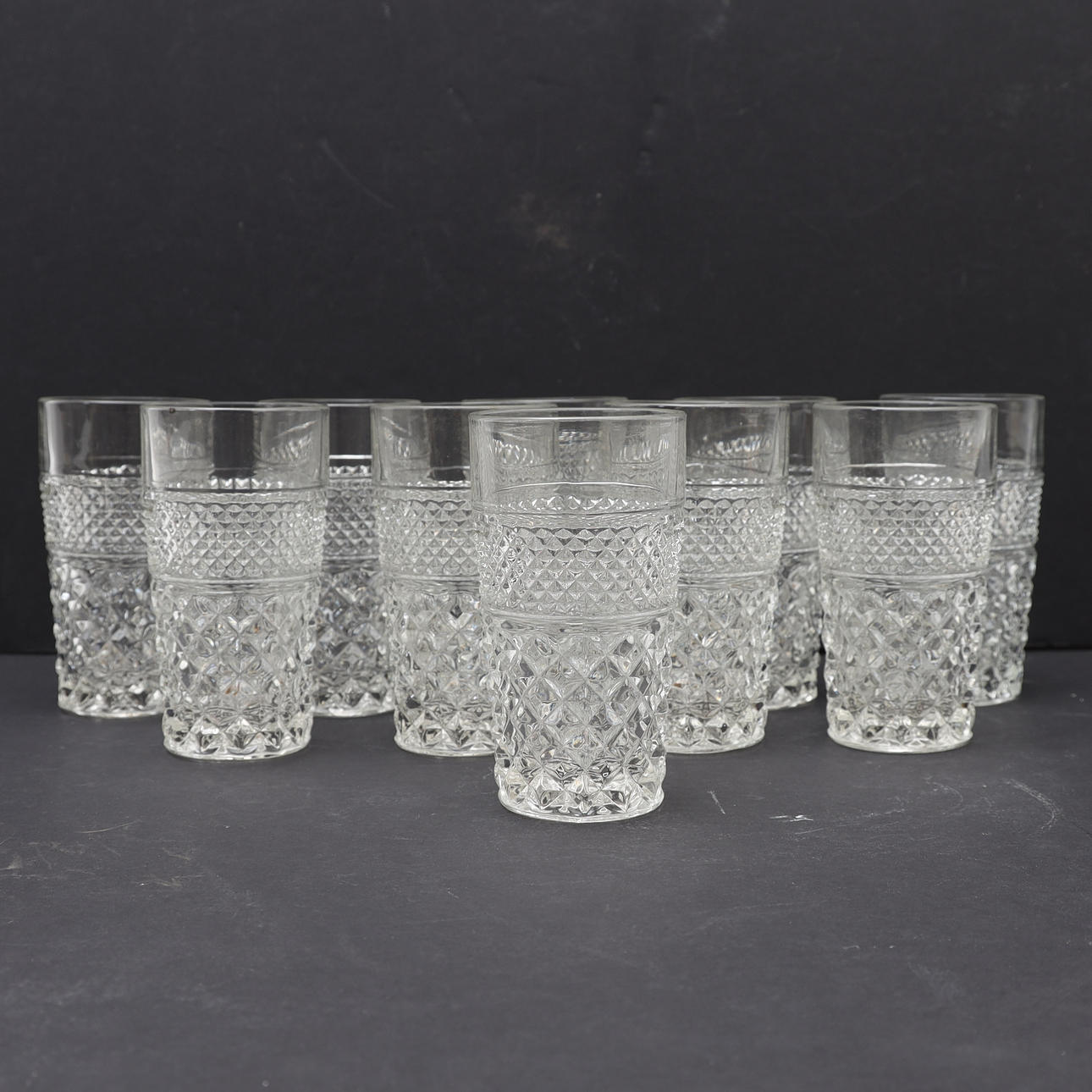 GROGGLAS 10st, pressglas, 1900-talets andra hälft. Glas - Bruksglas ...