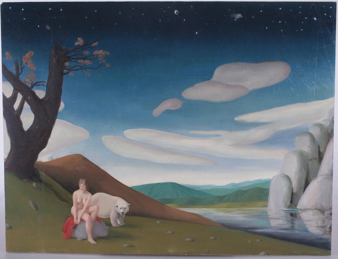 PATRIK ANDINÉ. olja på pannå, "inte alltid samma dröm", signerad a tergo och daterad 95.