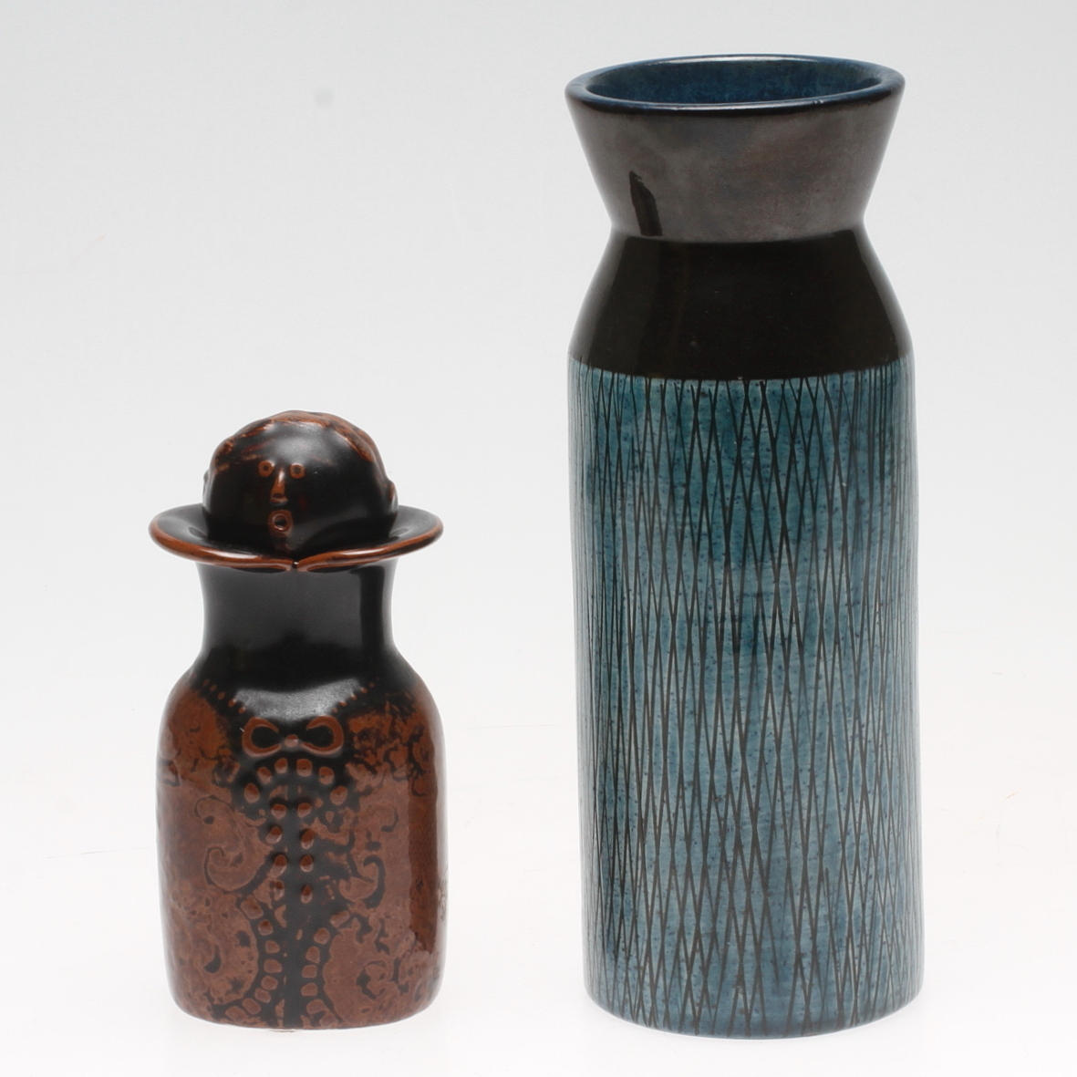 PORSLIN, två delar, Inger Atterberg, Stig Lindberg, Uppsala/Ekeby, Gustavsberg.